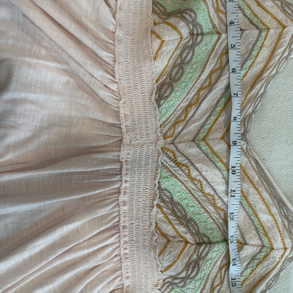 Free People Well Traveled Strappy Pink Embroidered Linen Cotton Tank Large - Picture 11 of 14